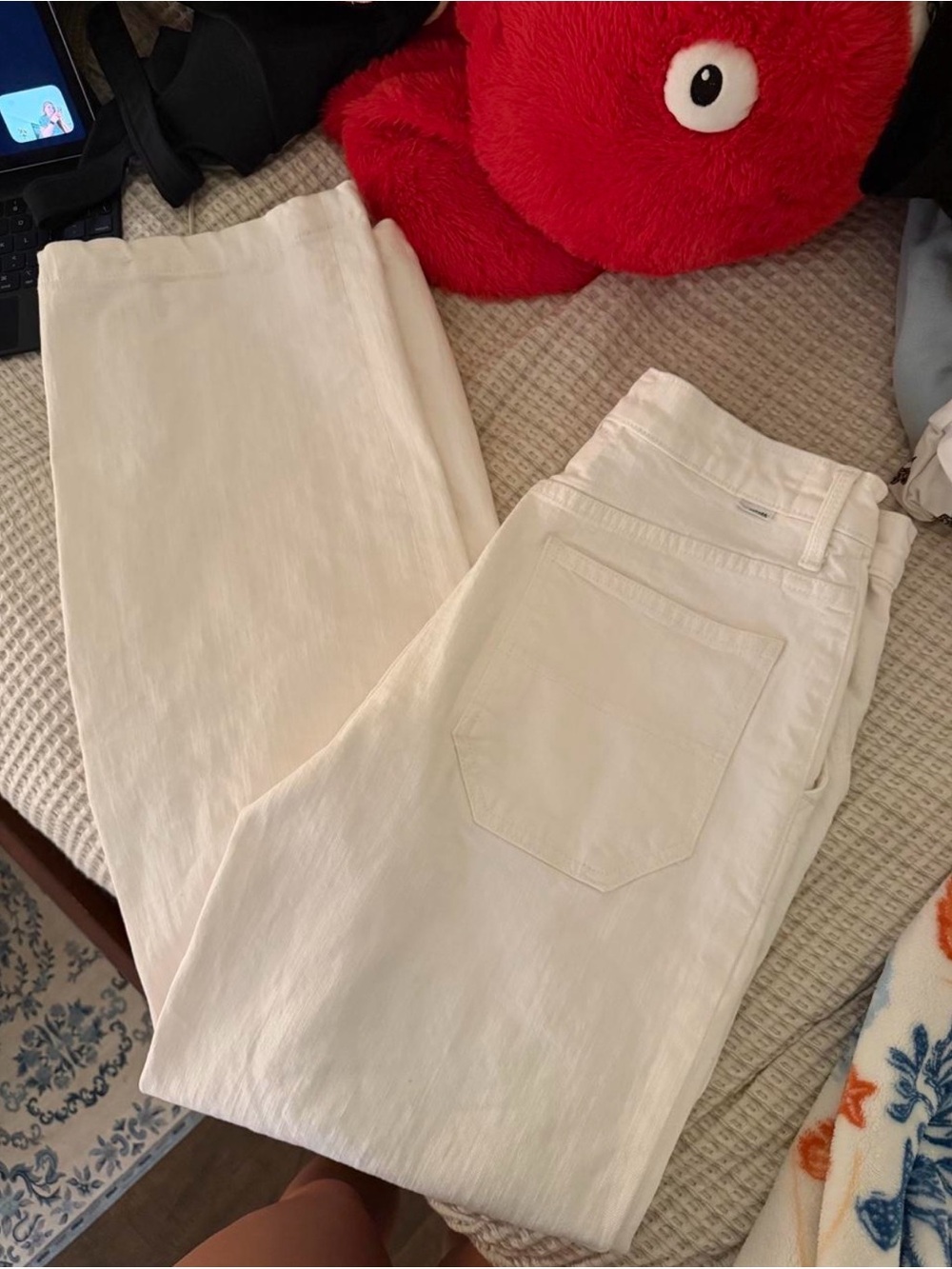 Mother Women's White High-Rise Straight Jeans